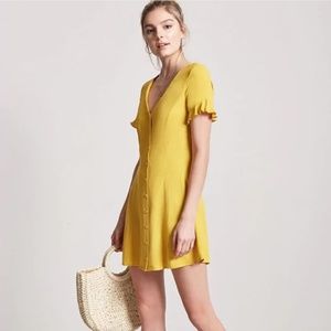 F21 Button Down Sun Mini V Neck Dress ☀️